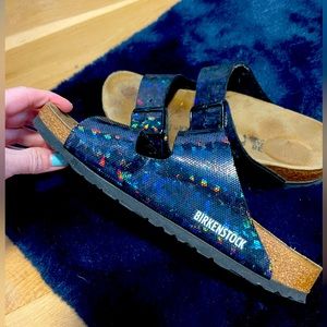 Birkenstocks- “Arizona” Dark Navy irridescent